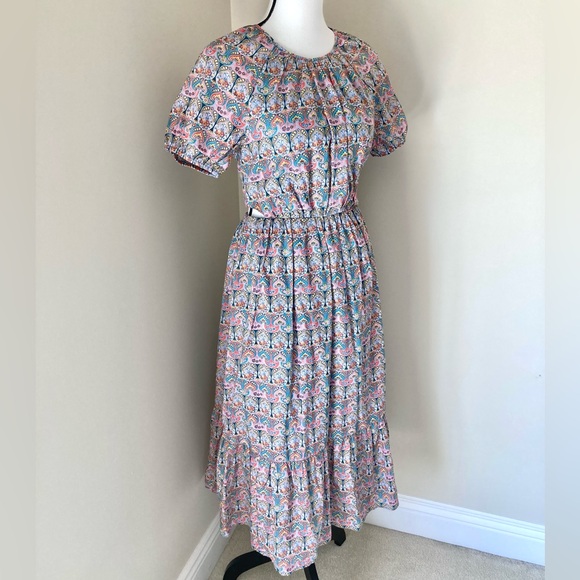 J CREW LIBERTY Fabric CUTOUT ORGANIC COTTON GIORGIA DUKE PRINT Midi DRESS Size 6 - Picture 7 of 15